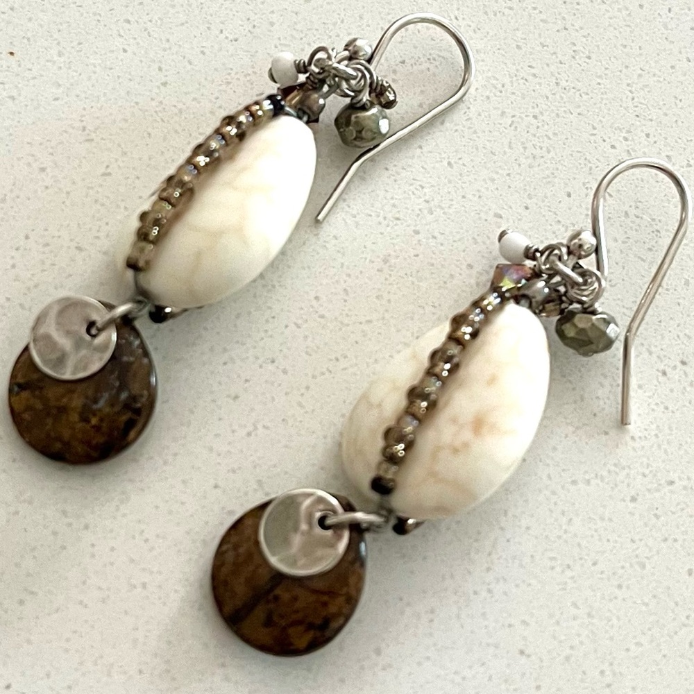 Silpada Sterling Silver Bronzite Magnesite Pyrite Glass earrings Small and Light
